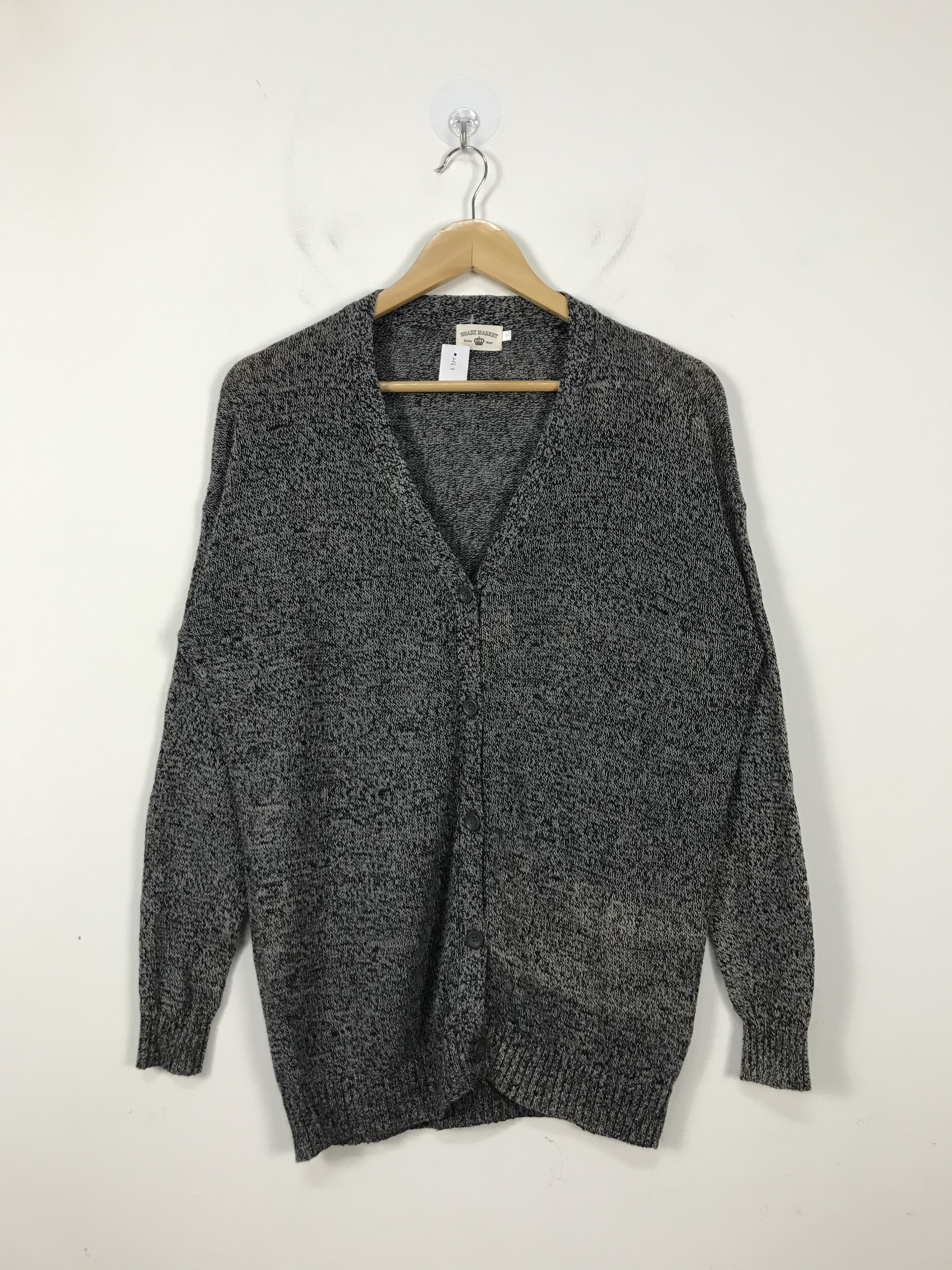 Cardigan - Heart Market Smile Wear Grey Knit Cardigan #2667 - 1