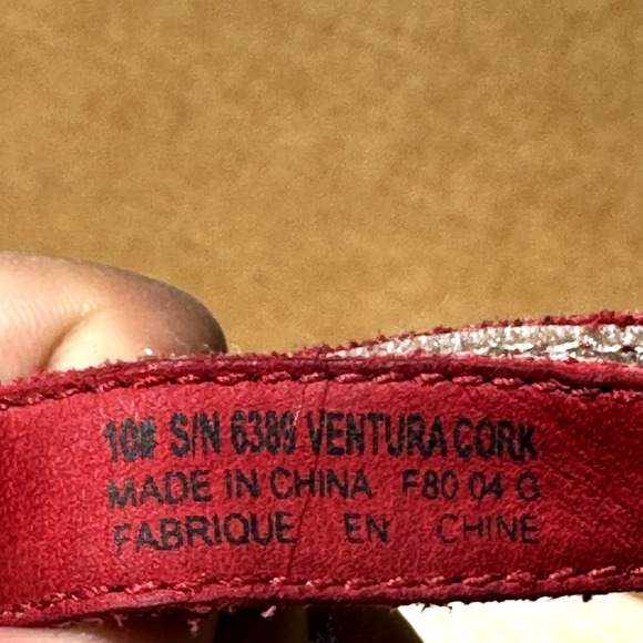 Teva Ventura Cork Sandals 6389 Strap Leather Flat Slip On Waterproof Red Size 10 - 5