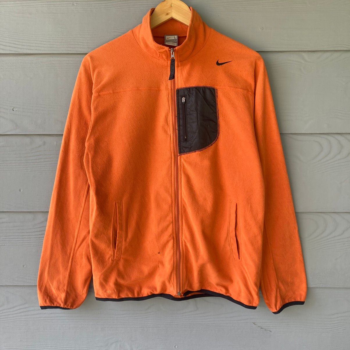 Vintage Nike Fit Therma Orange Blank Fleece Sweater - 1