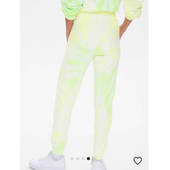 Forever 21 - Neon Yellow + Green Tie Dye Jogger Sweatpants - 2