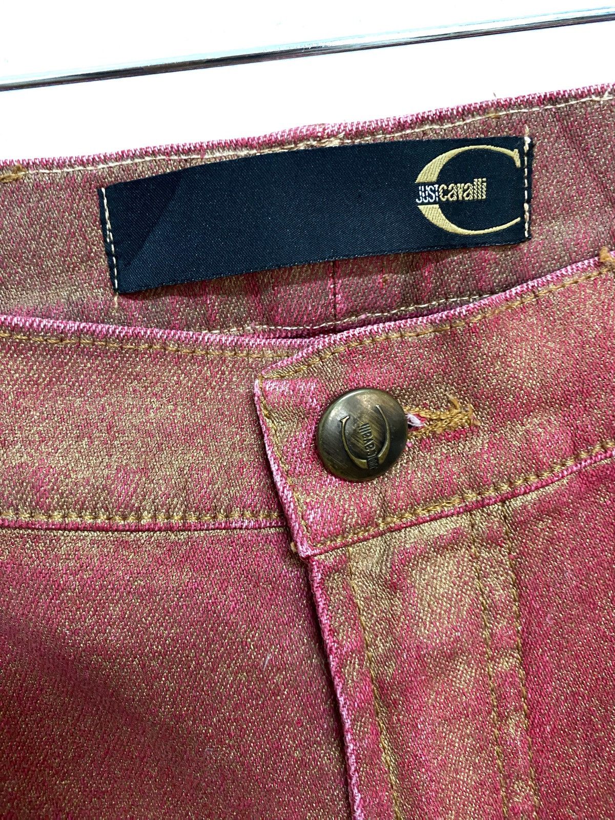 Vintage Roberto Just Cavalli Gold Distressed Design Denim Jeans - 9