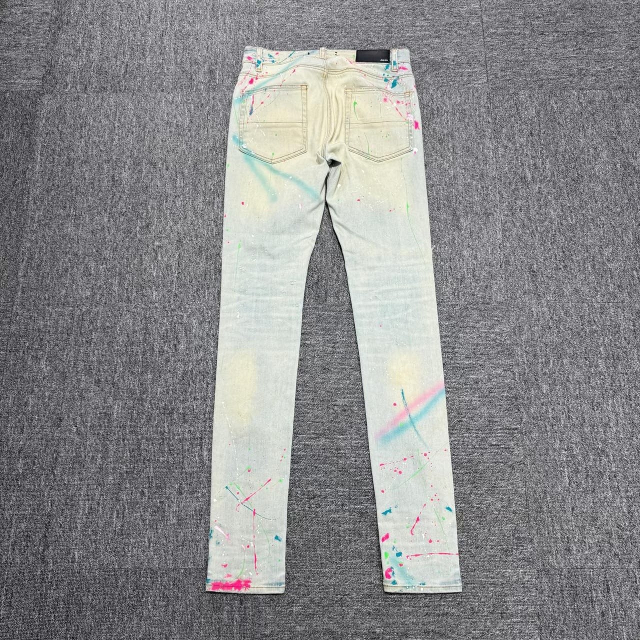 Amiri Blue Splatter Distressed Denim Jeans - 2