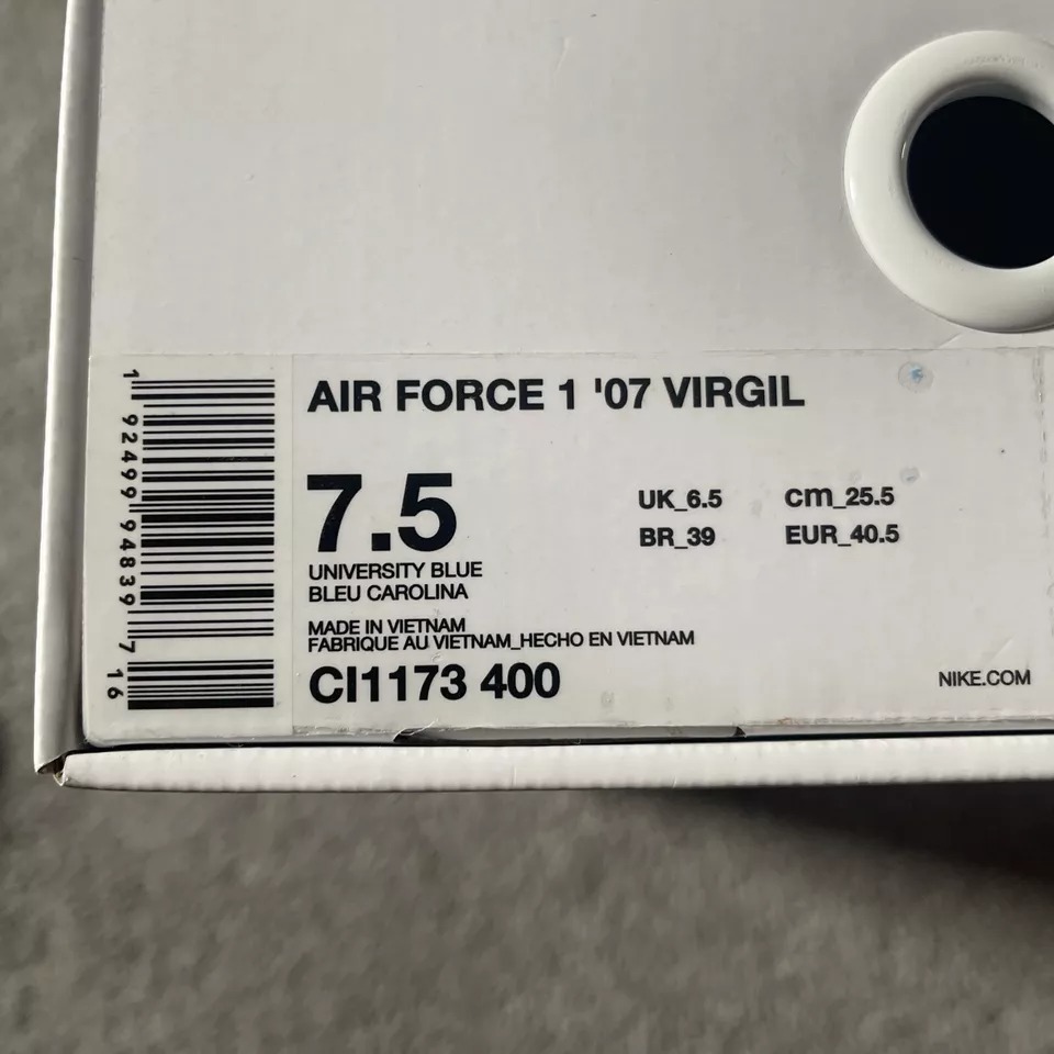 Nike Air Force 1 Low Off-White MCA University Blue Size 7.5 - 5