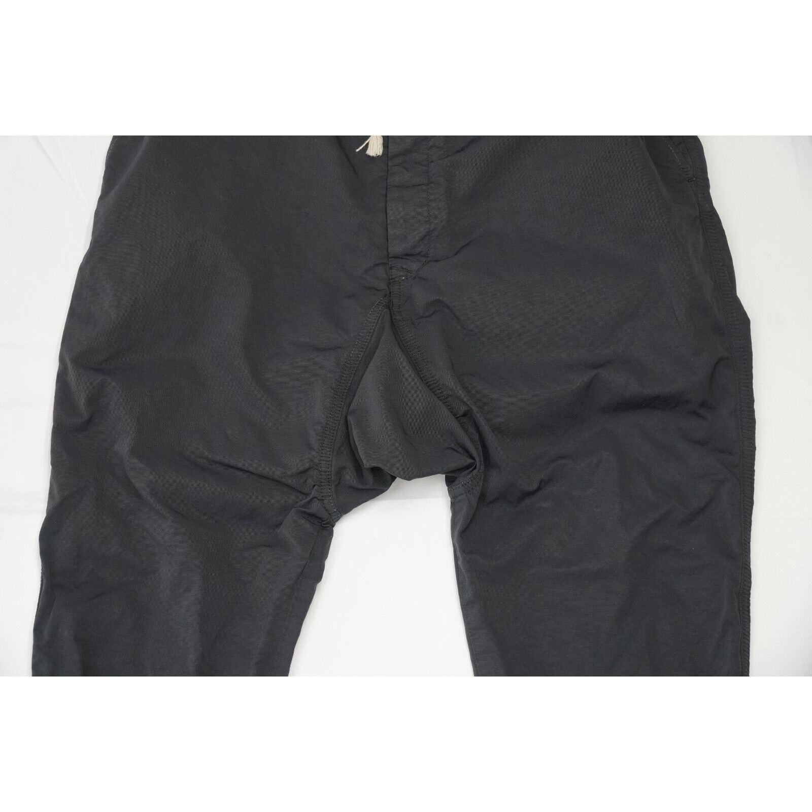 Black Lounge Pants Elastic Drawstring Drop Crotch Large - 3