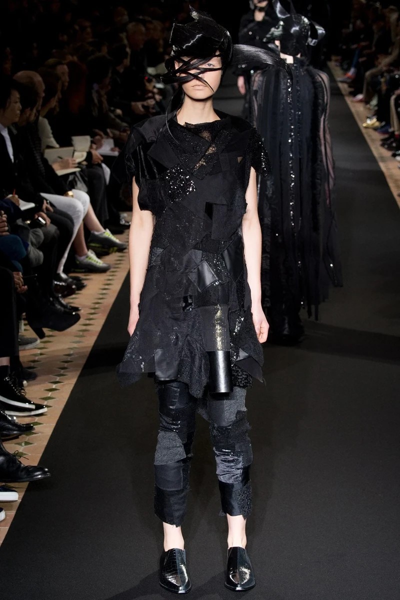 UNIQUE ! AD2014 Black patchwork double layered pants - 1