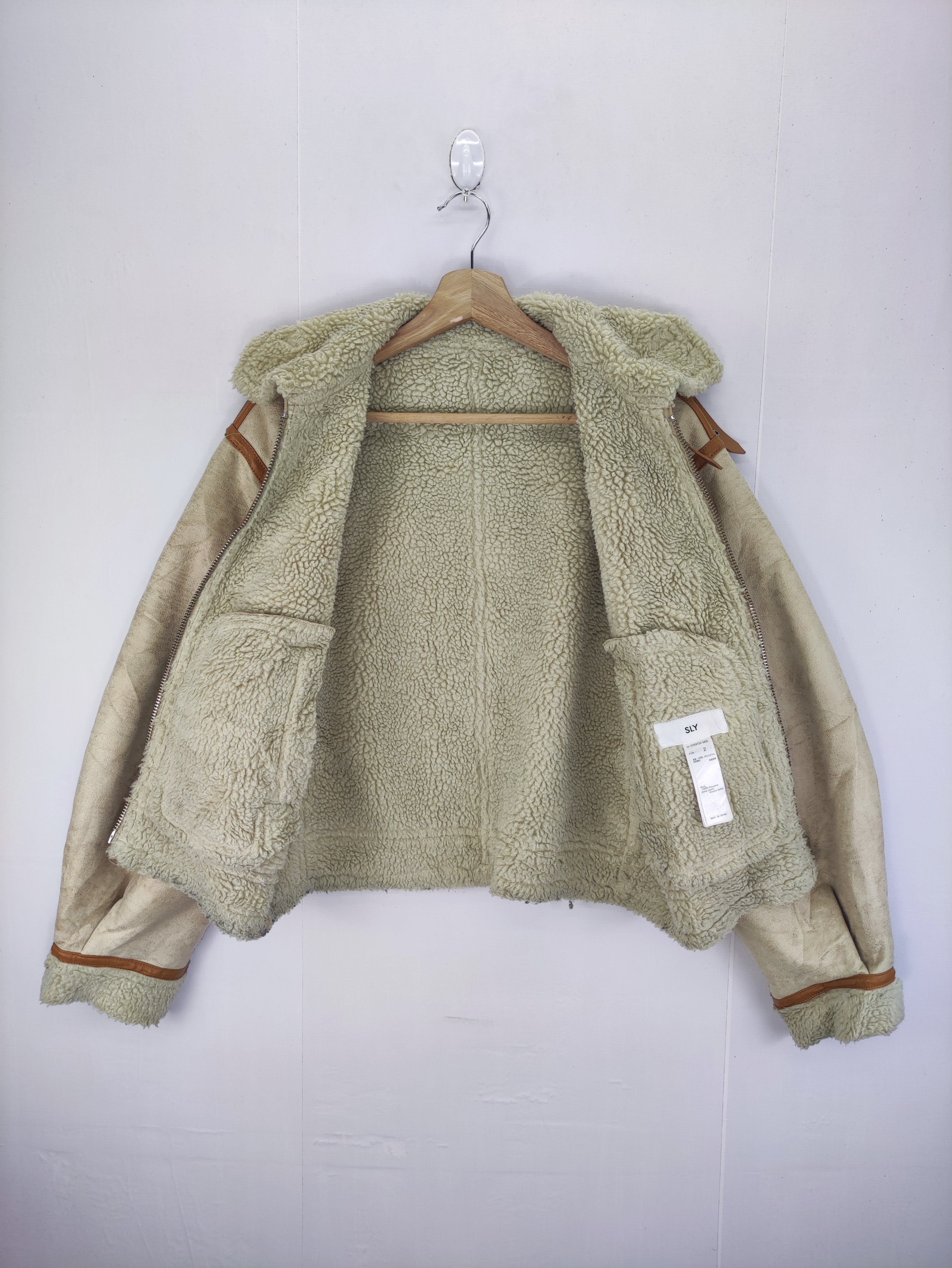 Vintage Sly Moleskin Jacket Lining Sherpa Zipper - 4