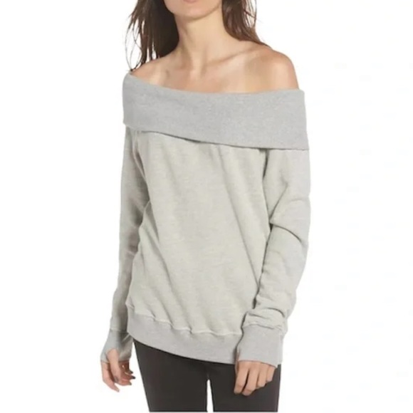 Pam & Gela Off Shoulder Sweatshirt in Heather Gray - 1