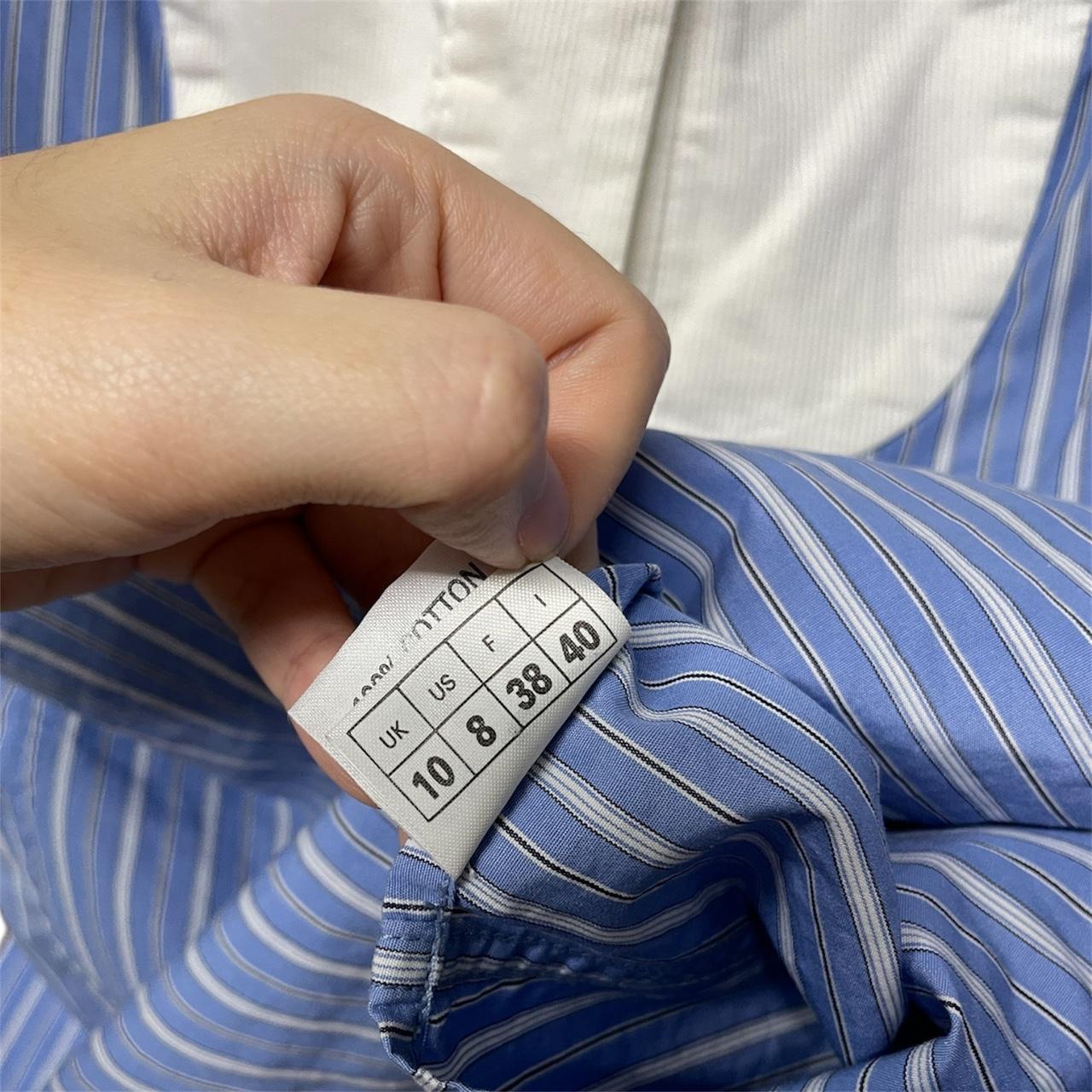 Vivienne Westwood Women's Blue and White Striped Tuxedo Shirt - 8