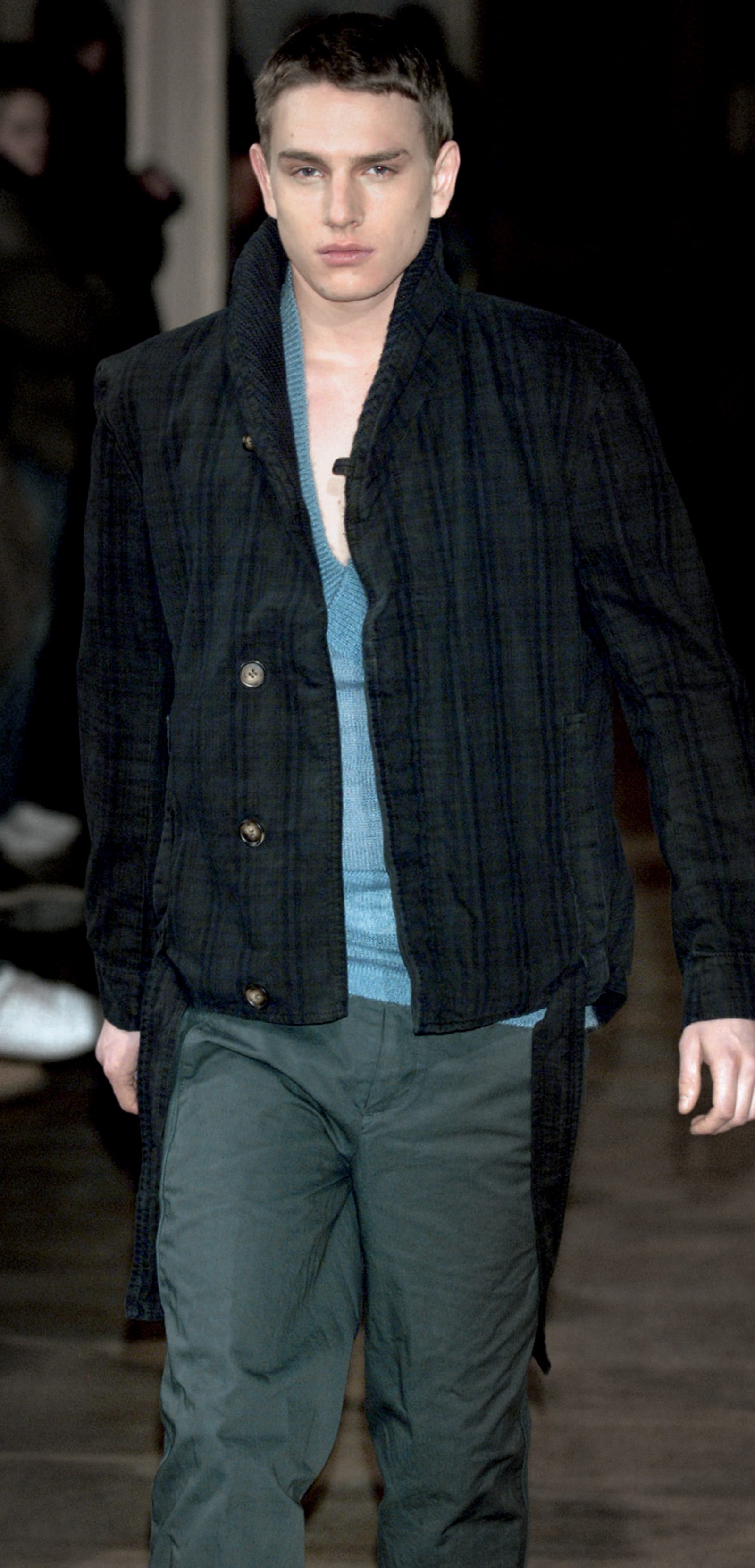 2006 A/W SHAWL COLLAR JACKET IN OVERDYED COTTON - 10