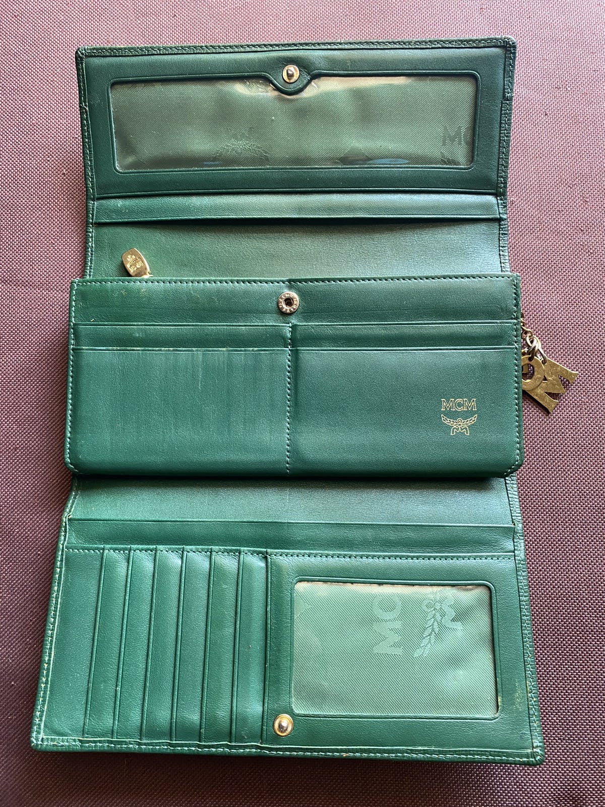 Authentic MCM Green Leather Long Wallet - 13