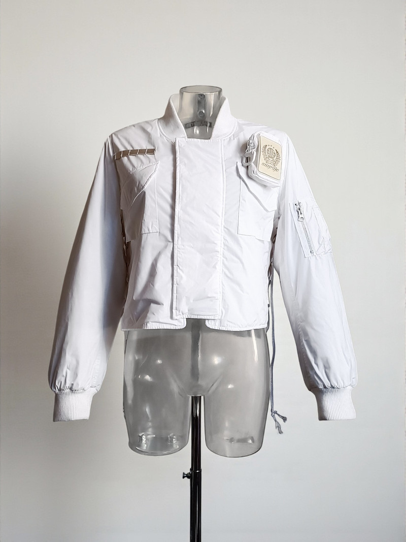 혜인서 White MA-1 Bomber Jacket with Cigarette Pouch - 1