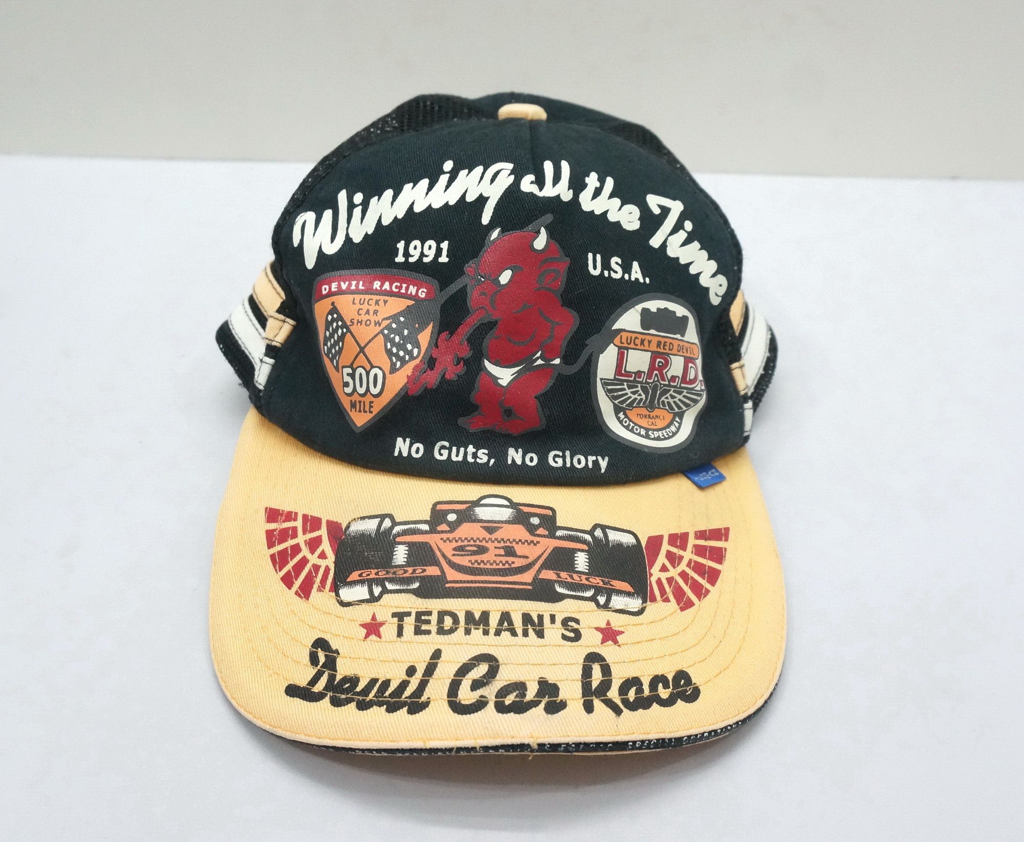 Rare! Vintage TEDMAN'S Lucky Devil Car Race Worn Cap - 8