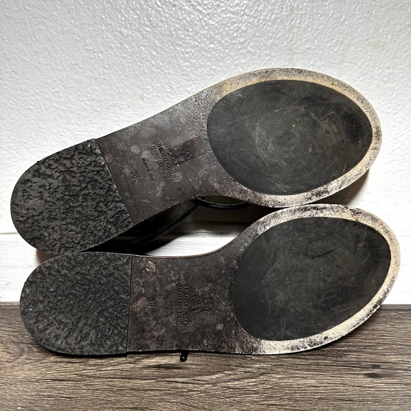 Brunello Cucinelli Monili Beaded Flat Sandal Leather Ankle Wrap Tie 38 7.5 - 7