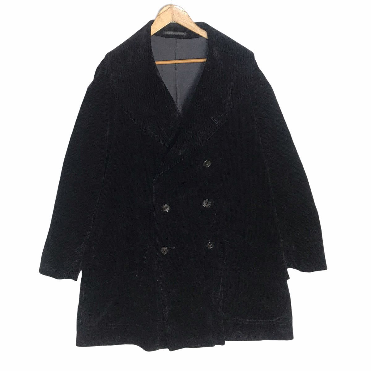 Yohji Yamamoto pour homme oversize black curdoroy coat - 3
