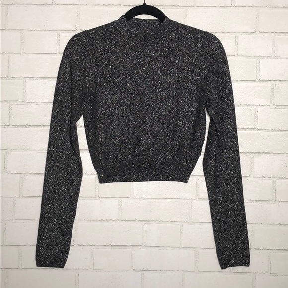 Express Sparkly Sweater Knit Crop Top - 1