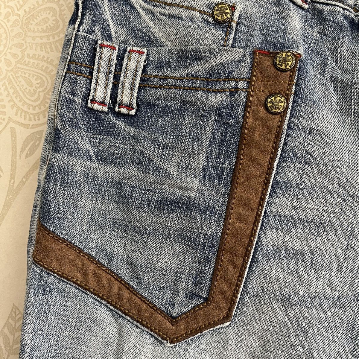 Riobera Vintage Japan Blue Denim Jeans Big Buttons Zipped - 5