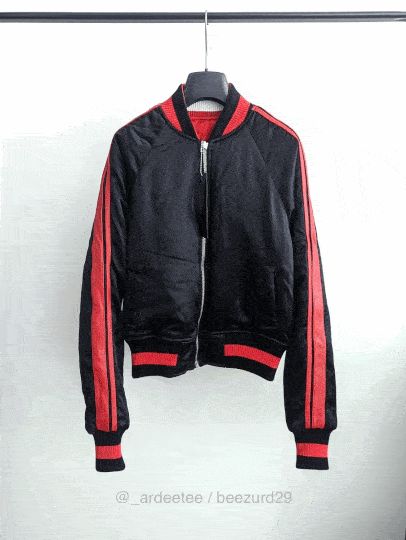 *NWT* SILK/LEATHER REVERSIBLE BOMBER (BLACK/RED) - 1