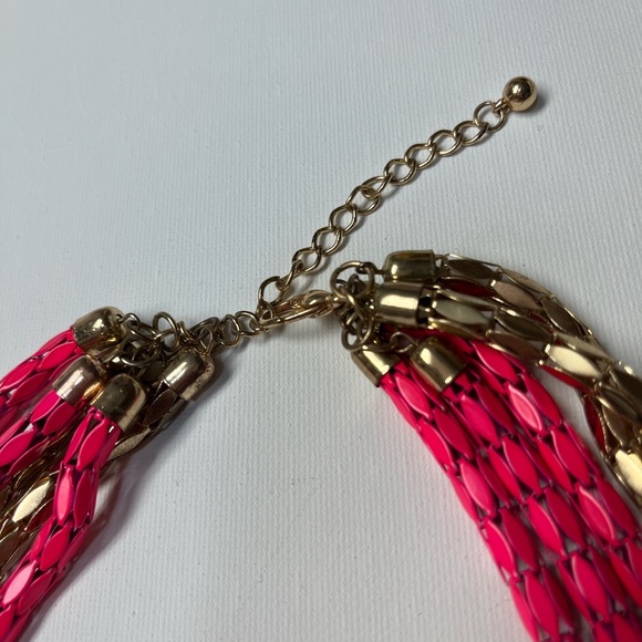 Pink and Gold Multi-Chain Chunky Necklace - 4
