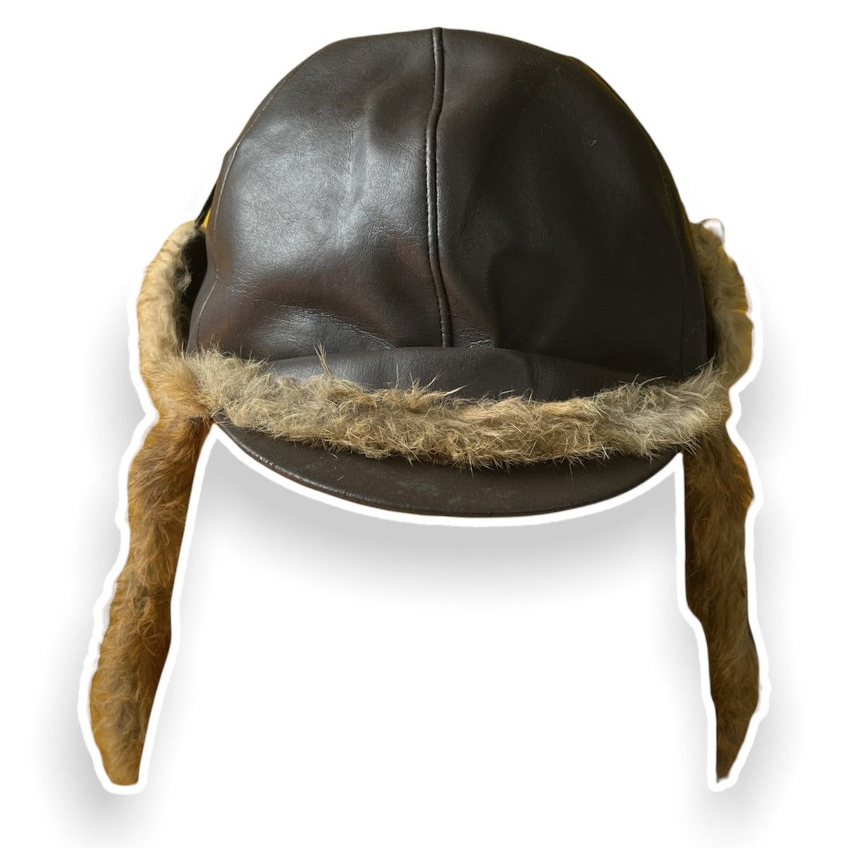 RARE ITEMS 🔥 Vintage Pilot Faux Fur Trapper Leather Fur Hat - 4