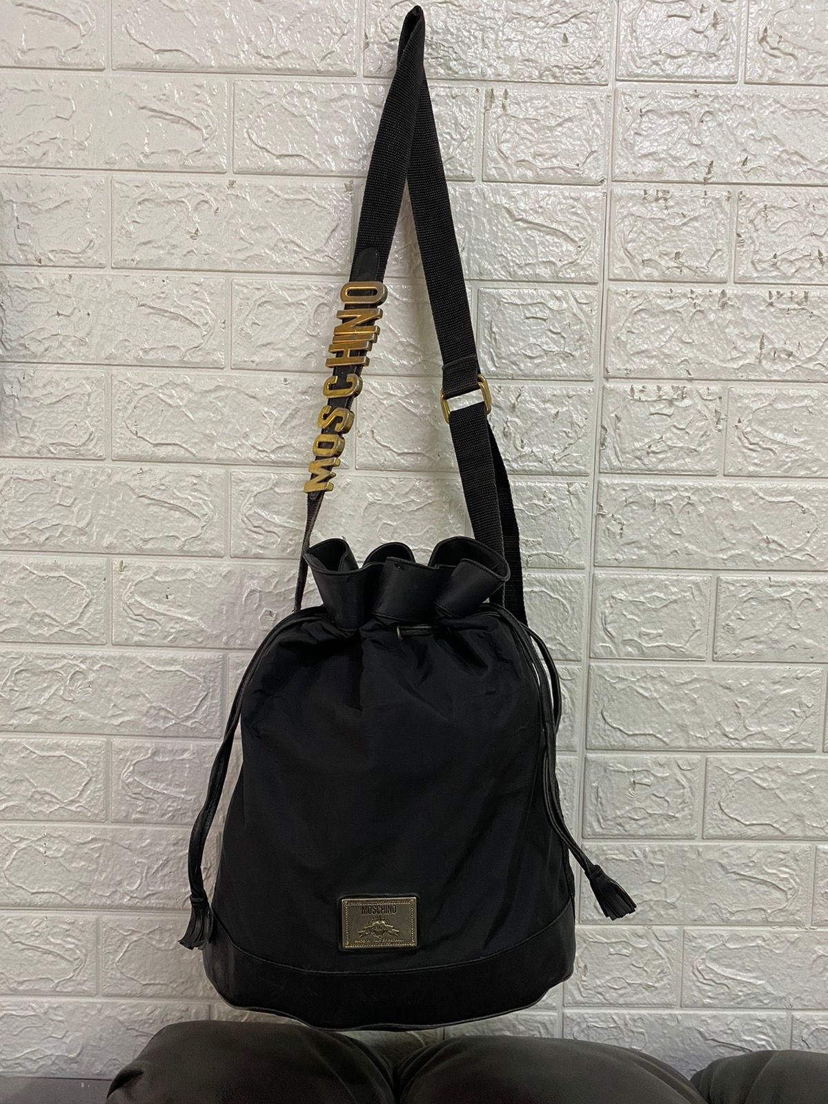 Authentic Moschino Bucket Nyalon Shoulder Bag - 1