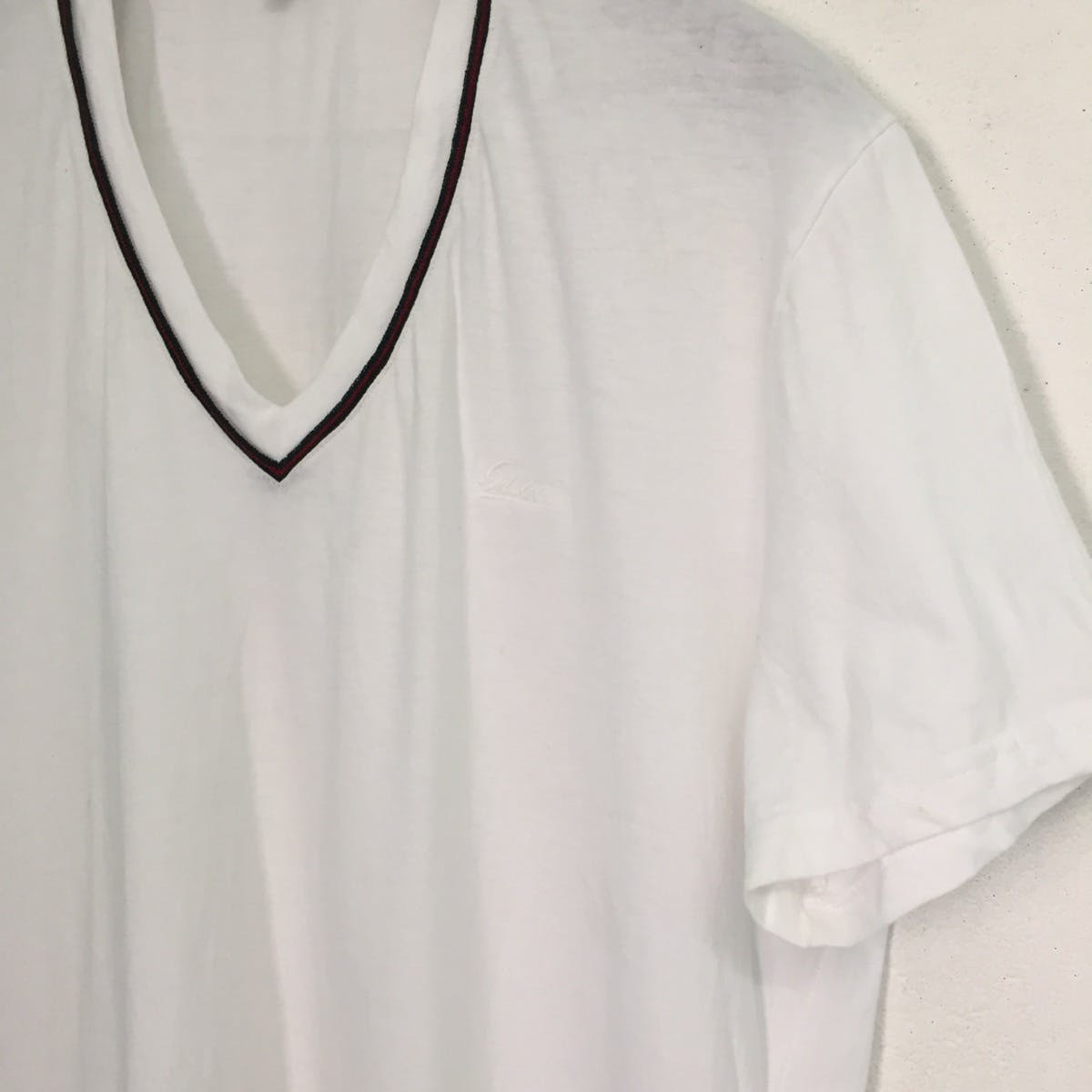 Gucci White Tee V Neck MADE IN ITALY - 5