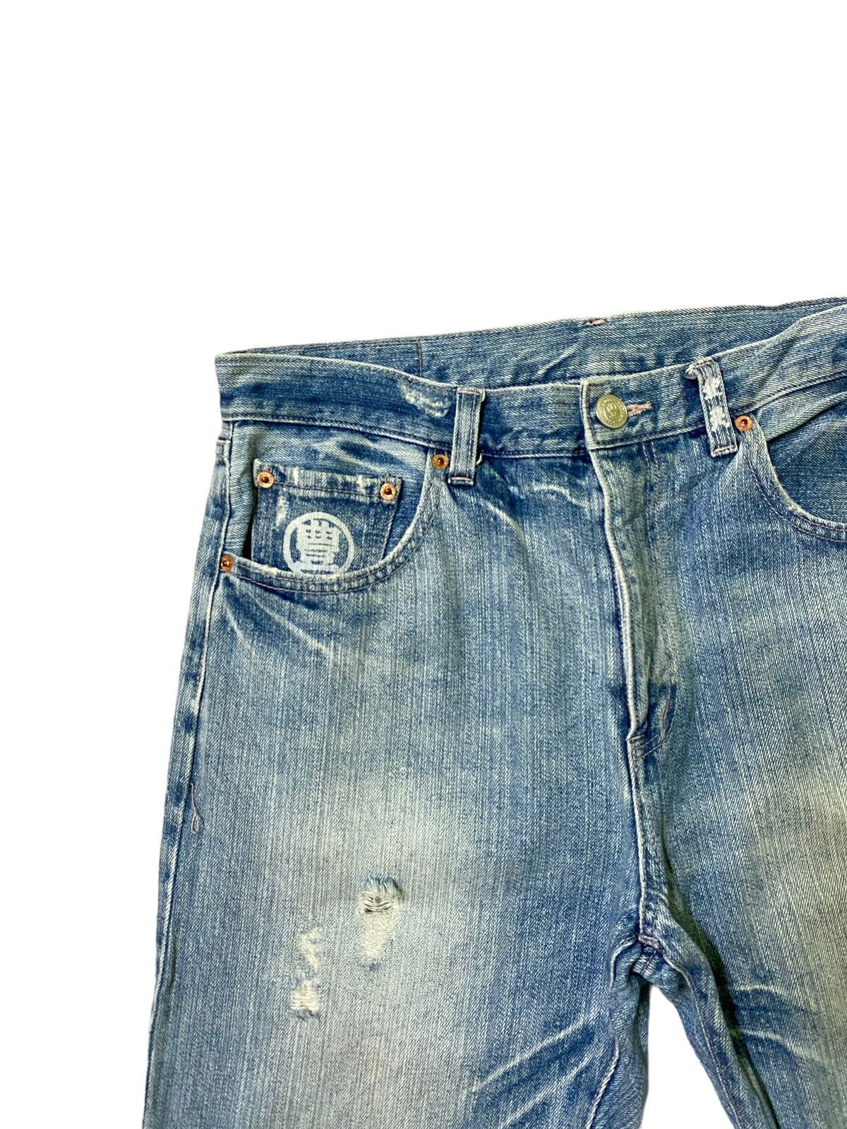 Vintage - KARAKURI TAMASHI Acid Wash Design Rare Design Denim - 4