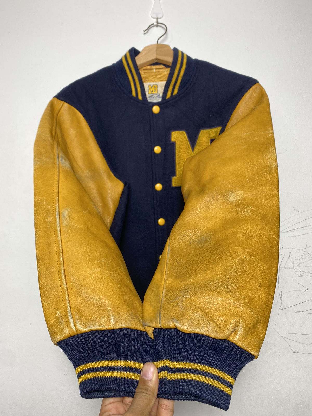 Maker of Jacket Varsity Jackets Vintage Macbeth MB Black Yellow
