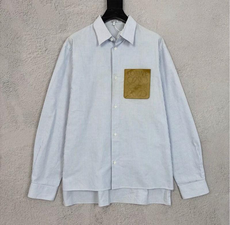 Loewe Anagram Leather Patch Stripe Long Sleeve Shirt - 1