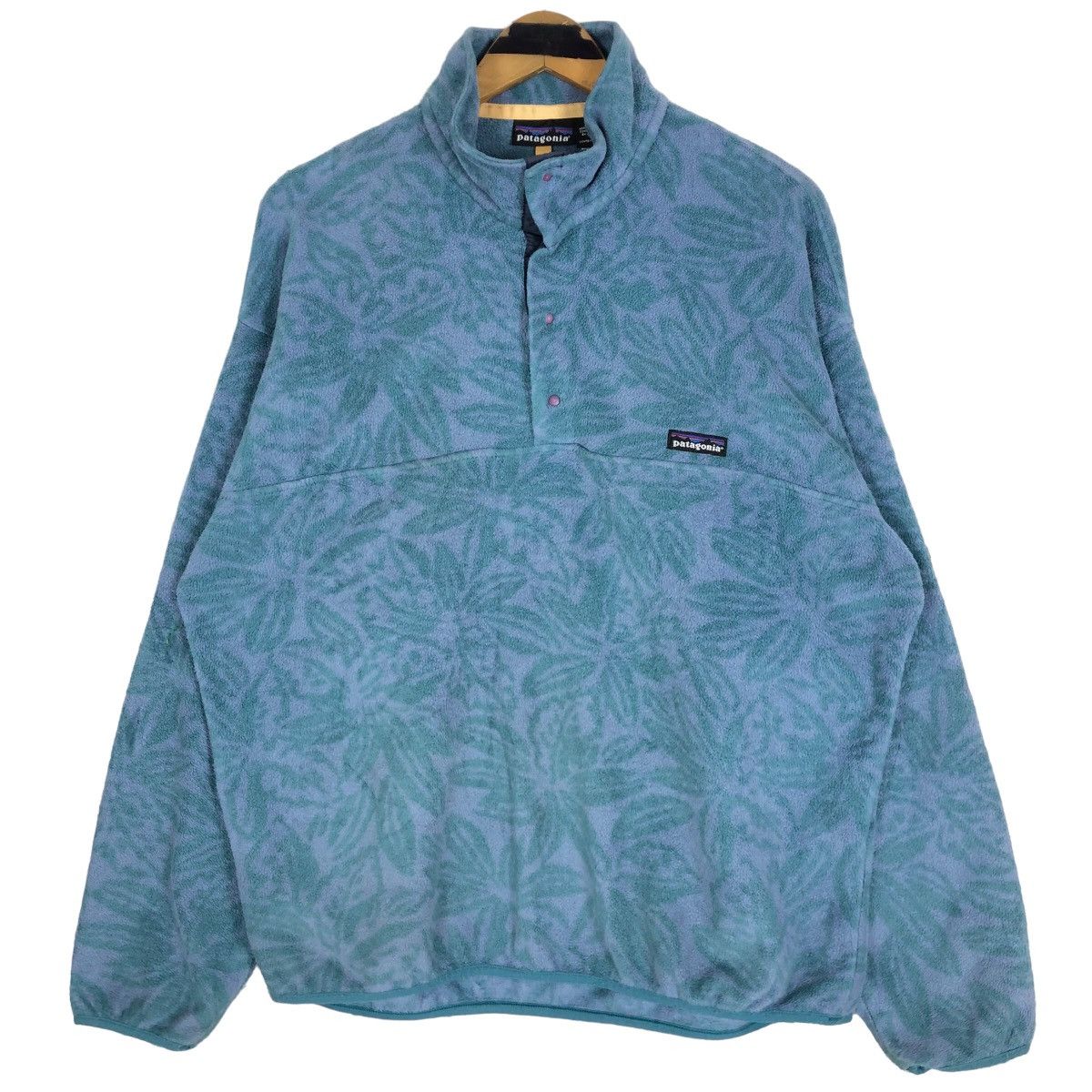 Vintage Patagonia Mock Neck Fleece Sweater Floral Pattern - 1