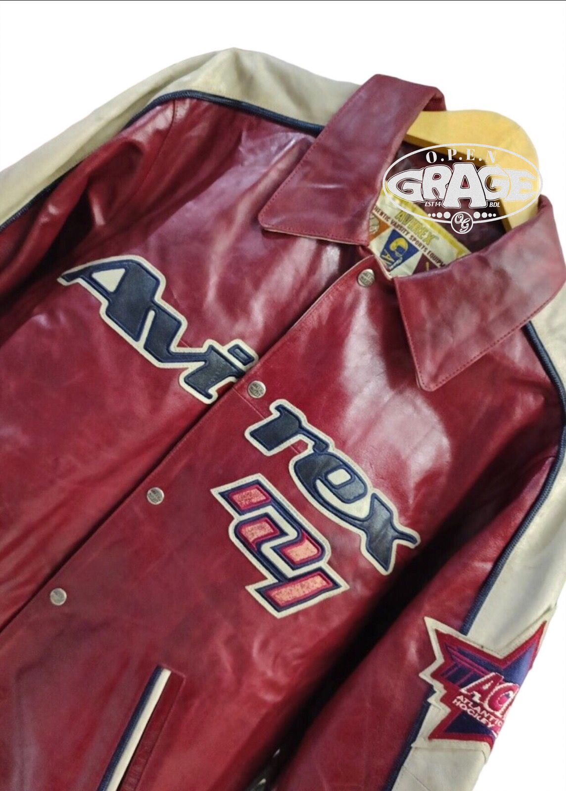 Archival Clothing - Vintage 90s Avirex Goalers Varsity Leather Jacket - 7