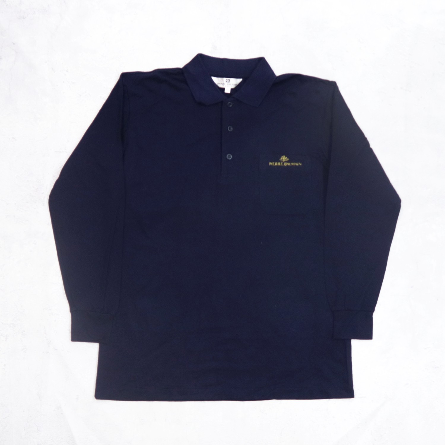 Vintage 90s PIERRE BALMAIN Mini Logo Embroidered Long Sleeve Polo Shirt - 1