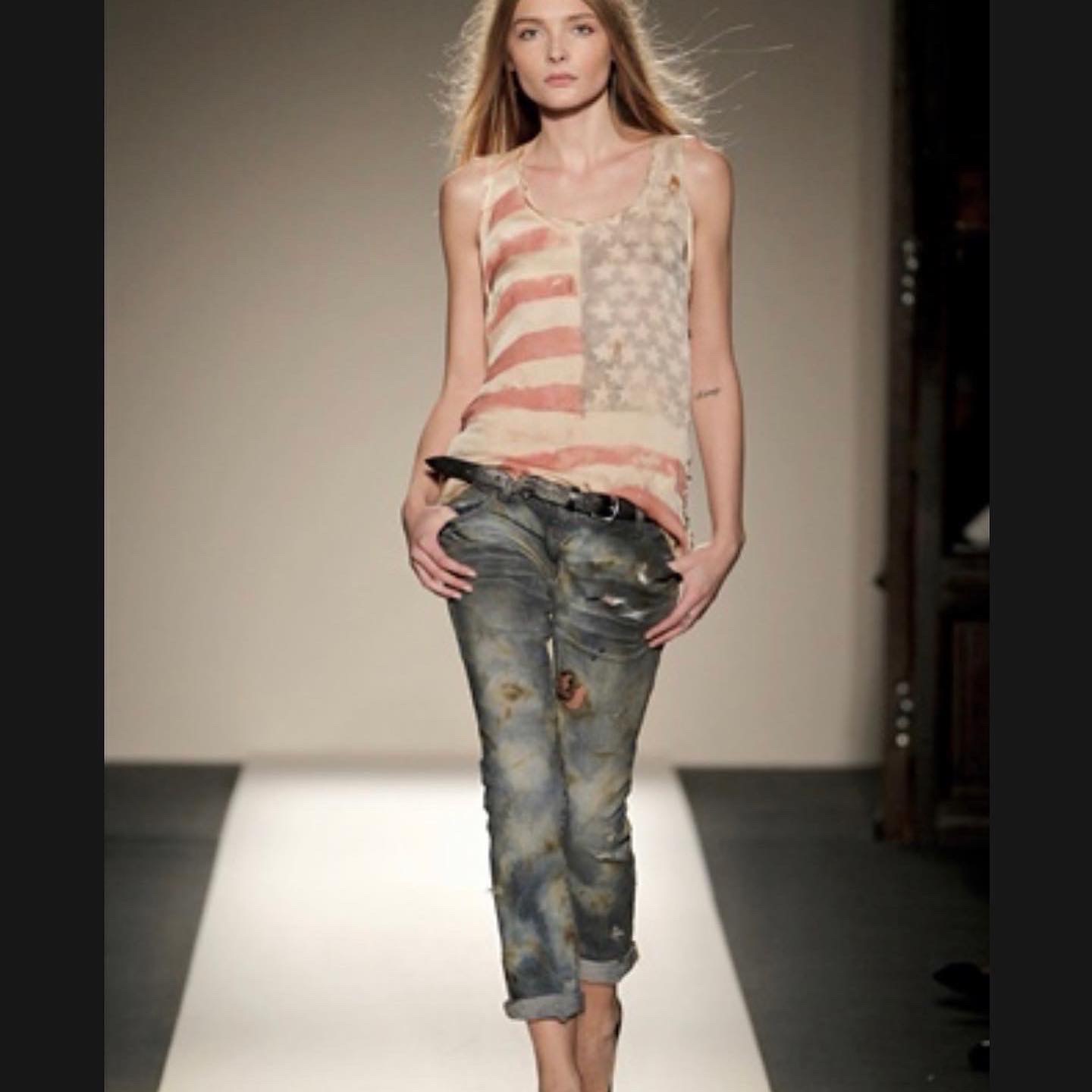Balmain Balmaim trashed American Flag Tank Top | avviivva