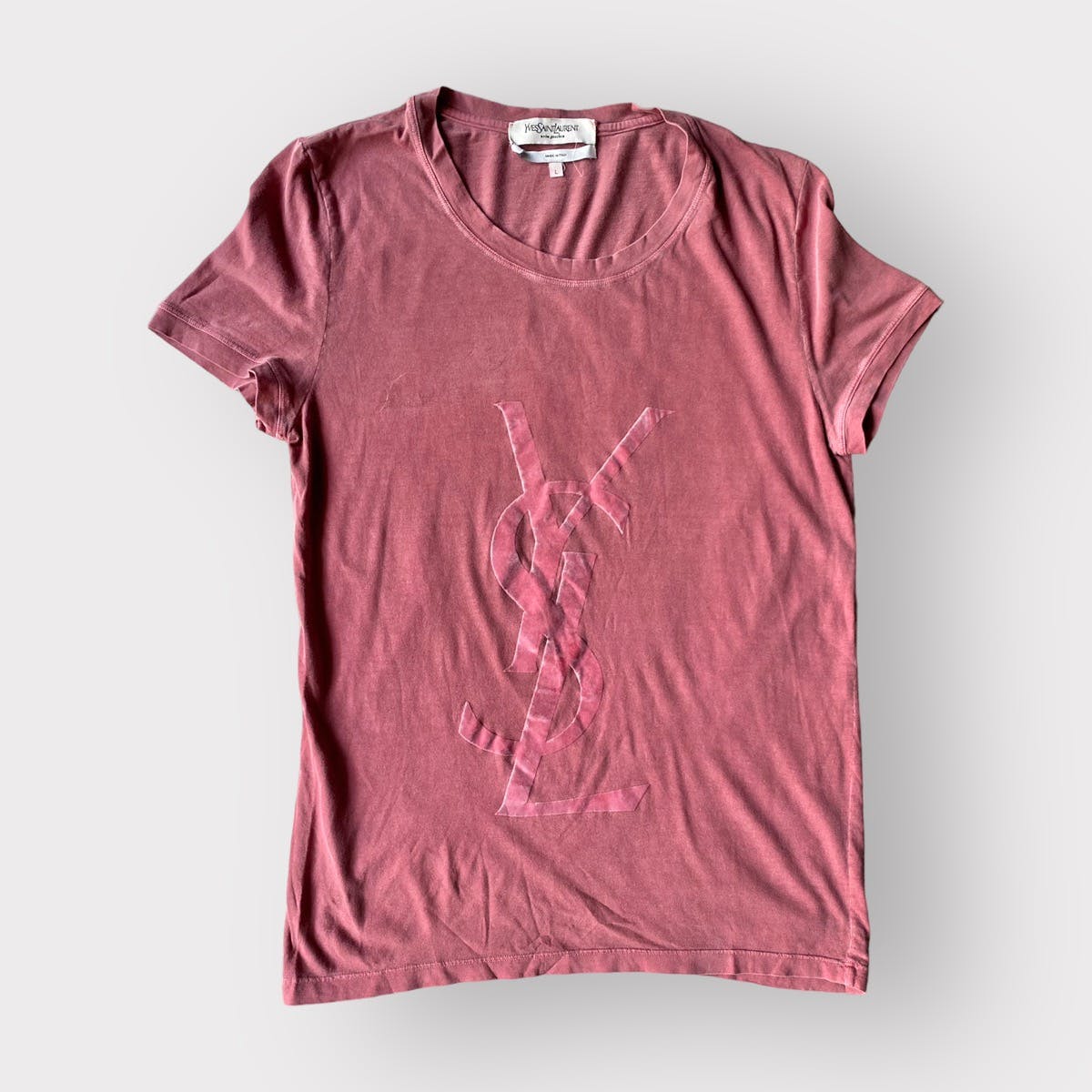YSL Velour Logo Print T Shirt - 1
