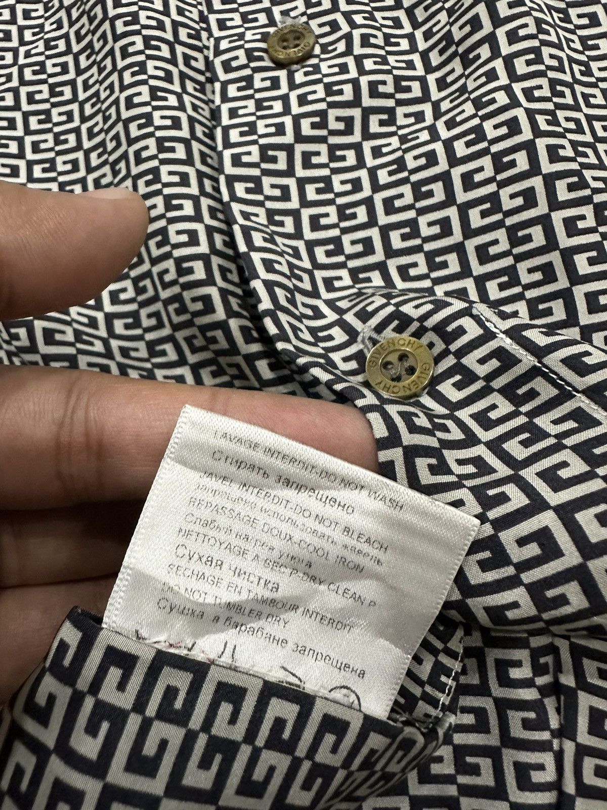 Givenchy Made in Italy Monogram Silk Button Shirt - 10
