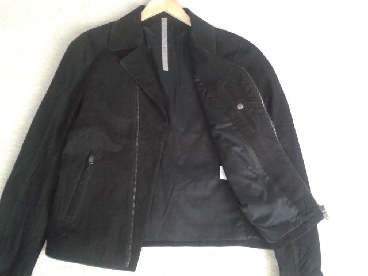 New Black Suede Velour Leather Jacket Size M - 6