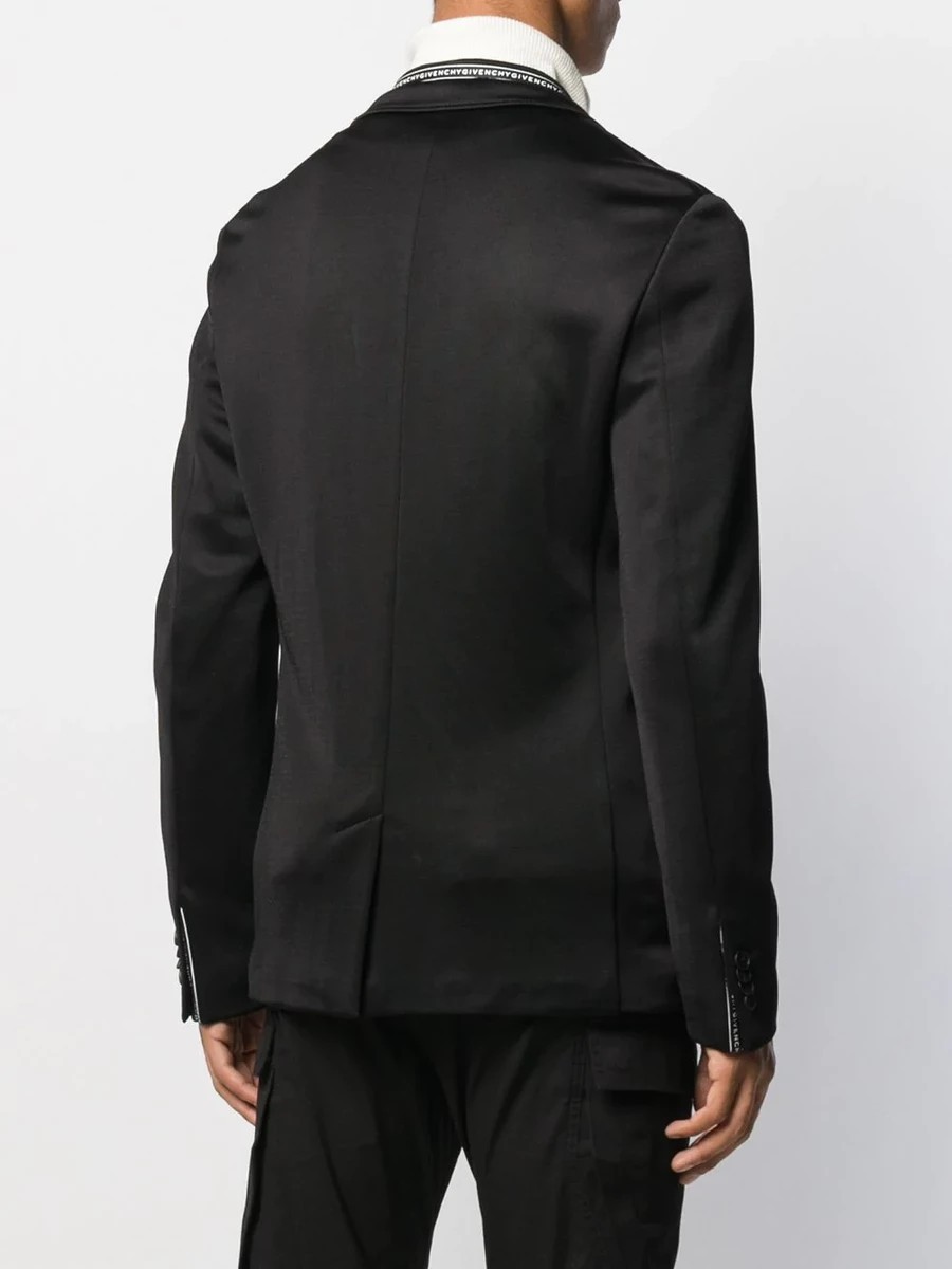 $1200 New AW19 Logo Webbing Blazer Jacket Black - 3