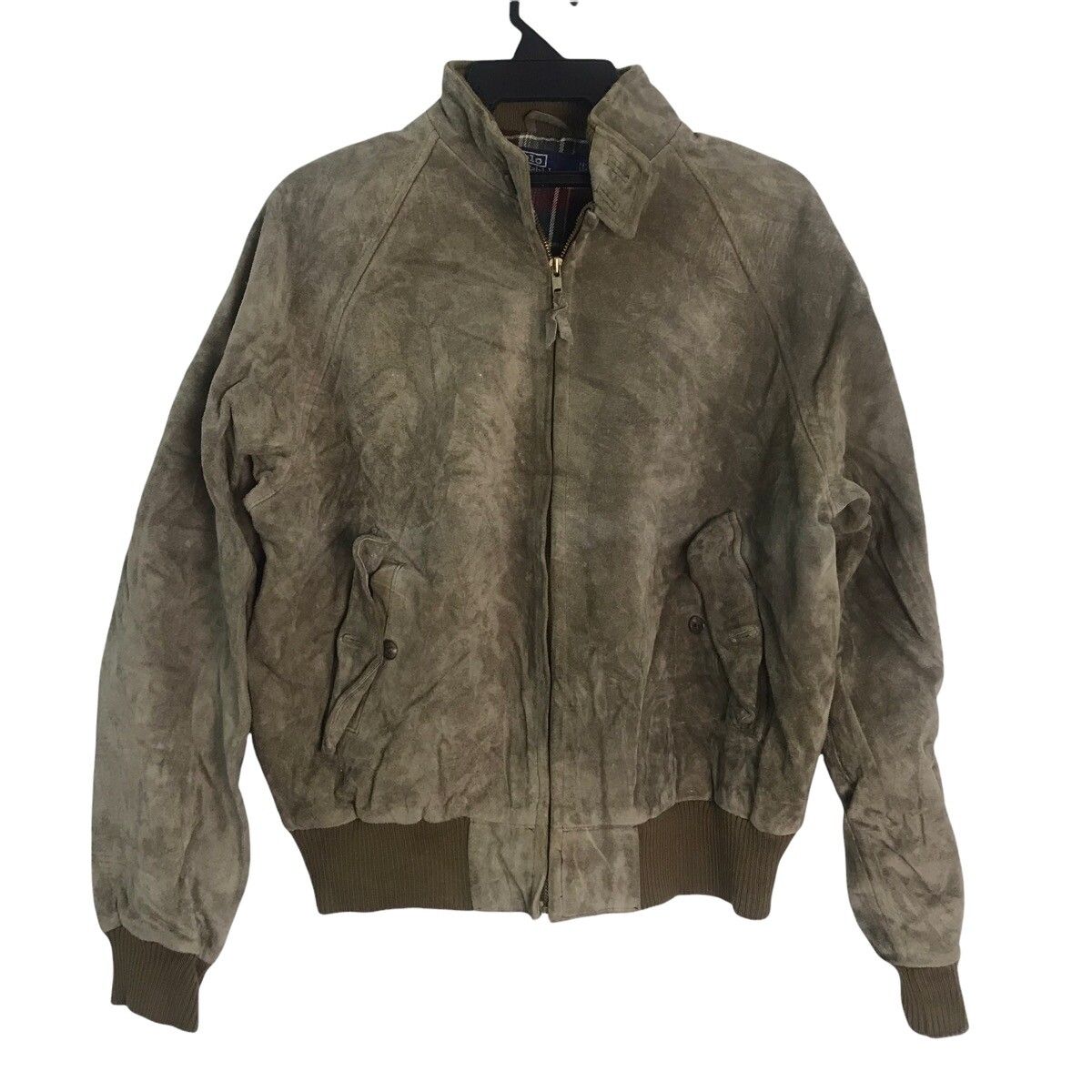Vintage polo ralph lauren grey suede leather bomber - 2