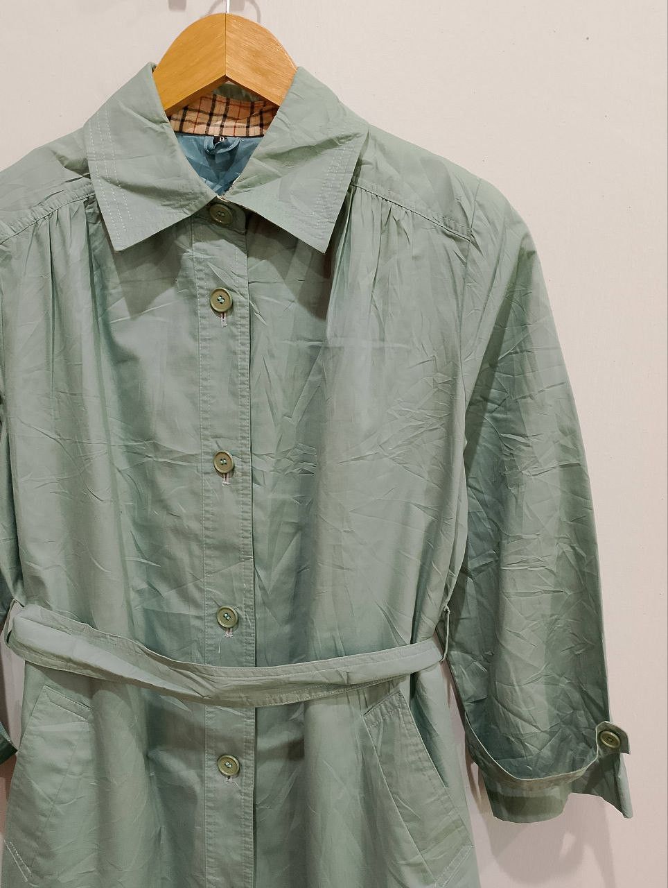 Vintage Japanese Designer Checkered Light Trench Coats - 6
