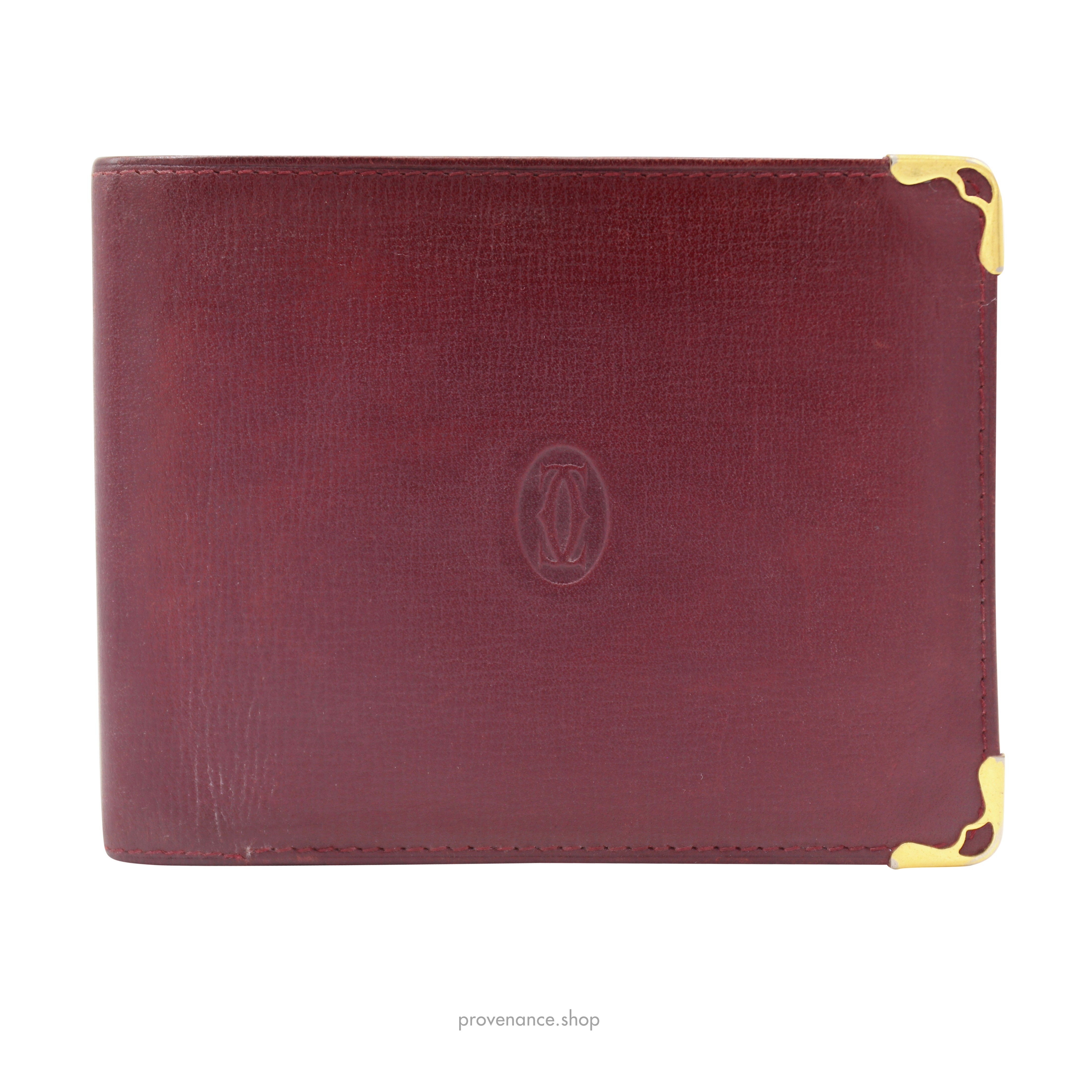 6CC Bifold Wallet - Burgundy Calfskin Leather - 1