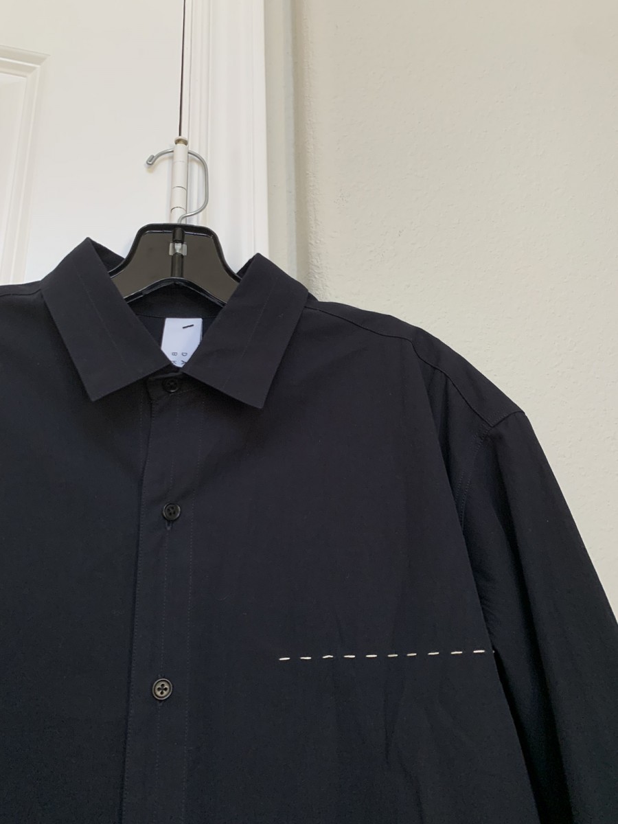 Dashiel Brahmann - Cotton typewriter button shirt L navy - 3
