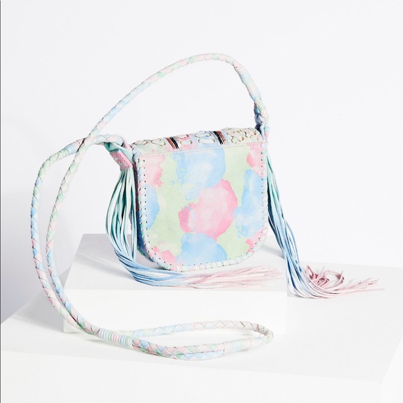 ✨ Free People Under the Rainbow Pastel Fringe Boho Leather Crossbody Bag - 2