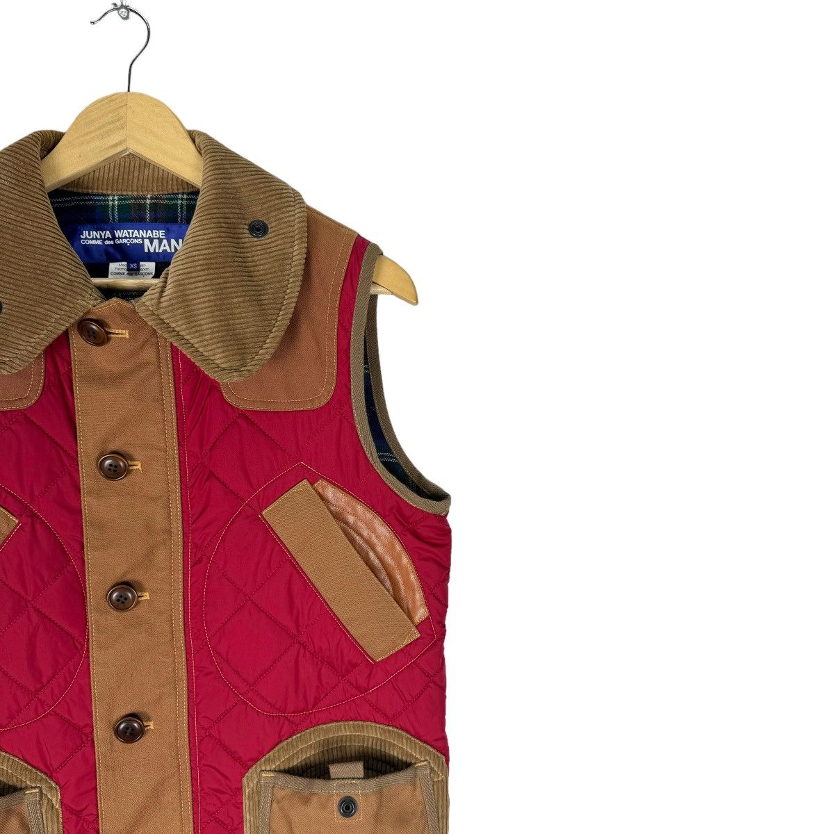 🔥JUNYA WATANABE FW2014 QUILTED NYLON COWHIDE LEATHER VEST - 5