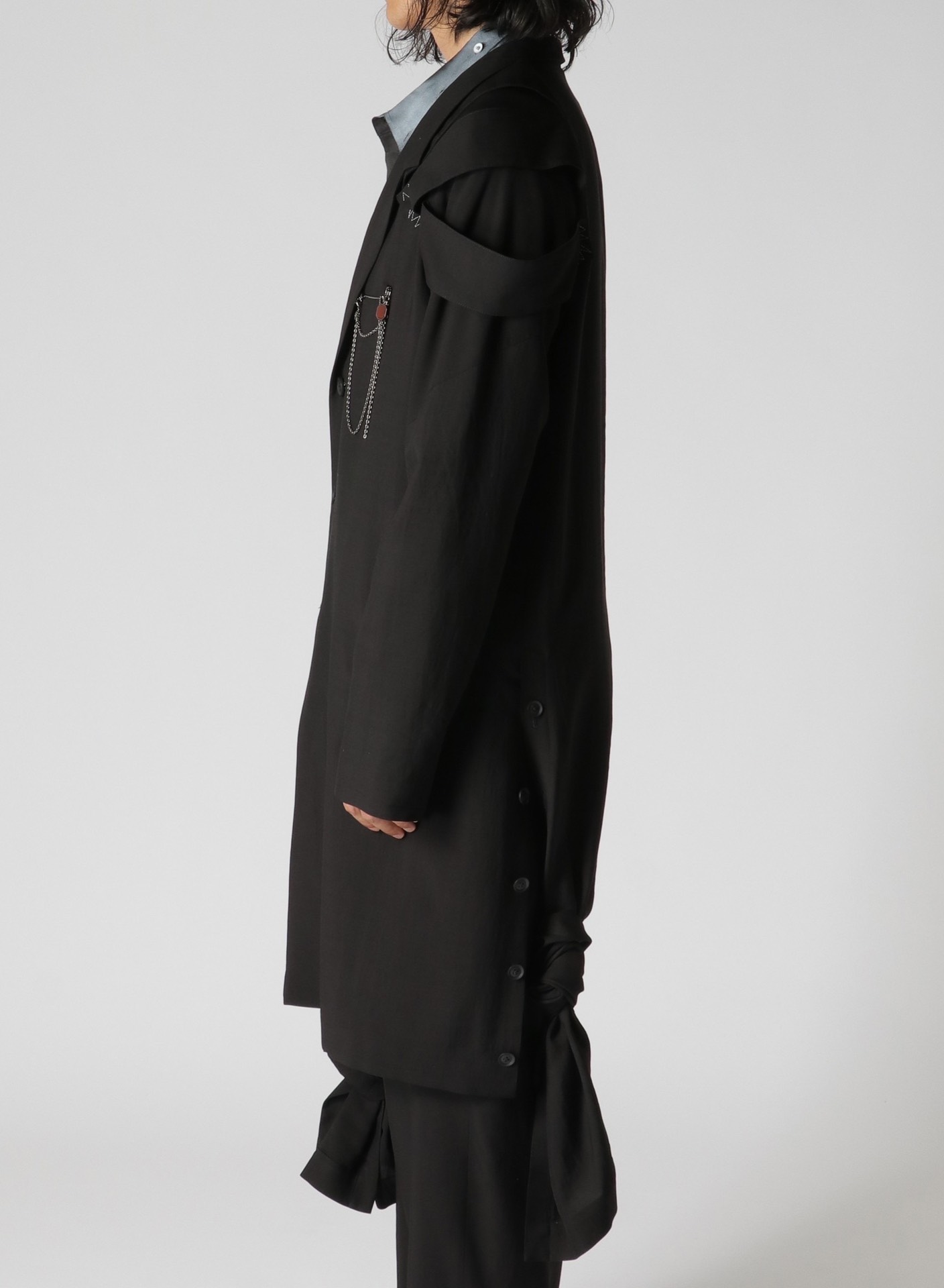 Yohji Yamamoto 24ss show knotted draped coat - 4
