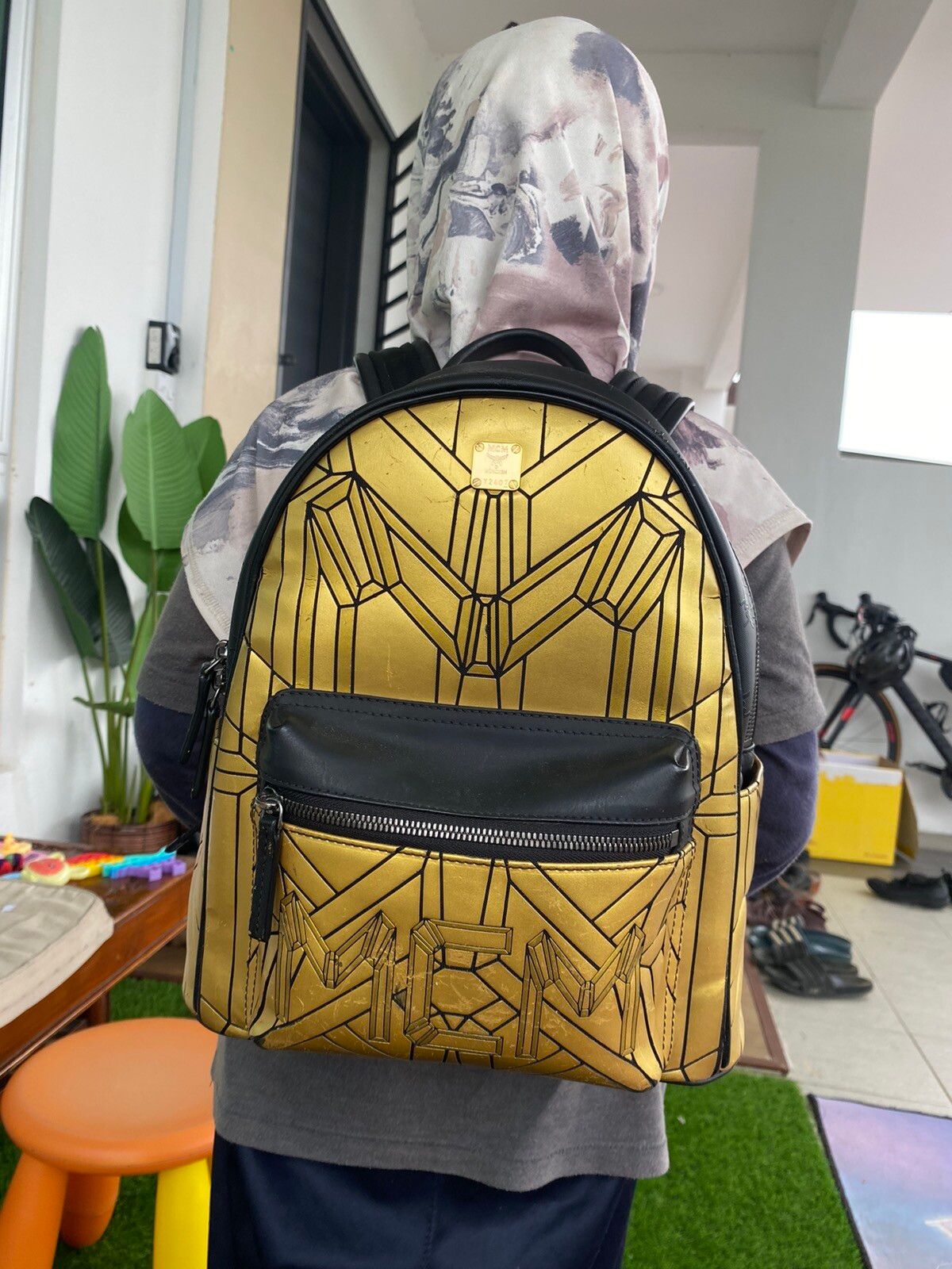 MCM Small Gold Backpack SCRATCHES - 25