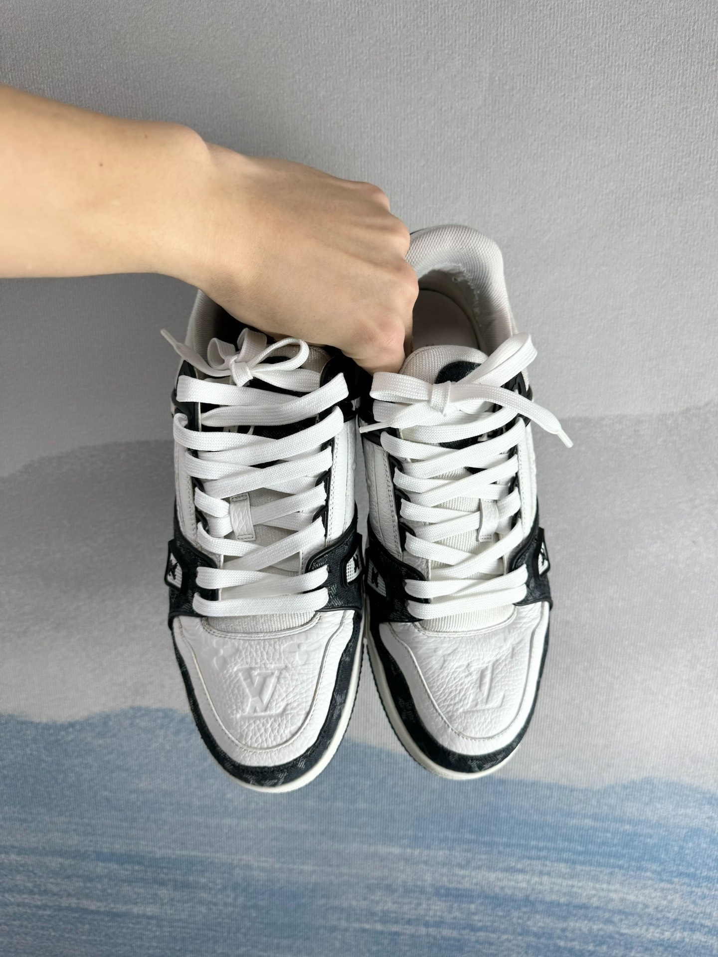 Louis Vuitton LV Trainer Black and White Denim Shoes - 4