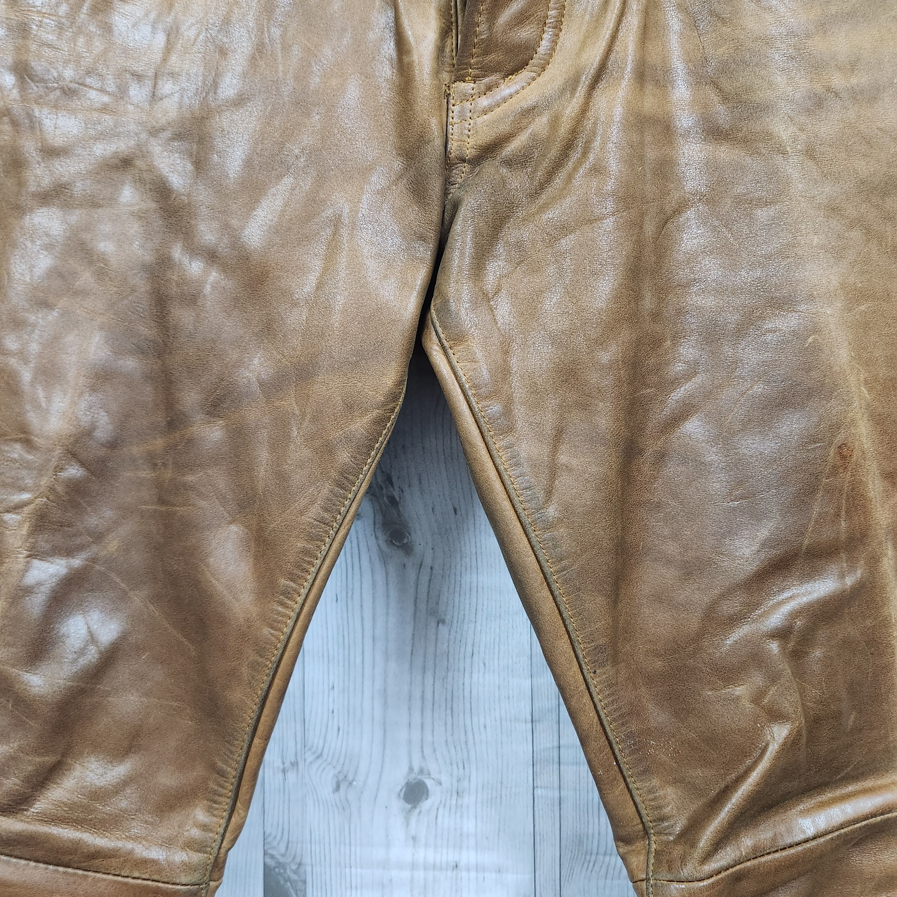 Genuine Leather - Vintage 5351 Pour Les Hommes Genuine Cow Leather Pants Japan - 6