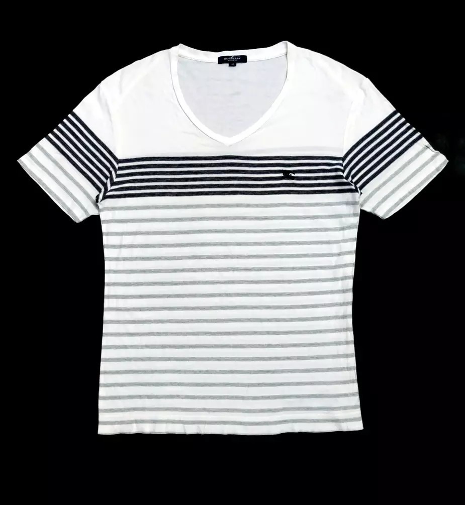 RARE! BURBERRY LONDON MADE IN JAPAN STRIPED V-NECK - 1