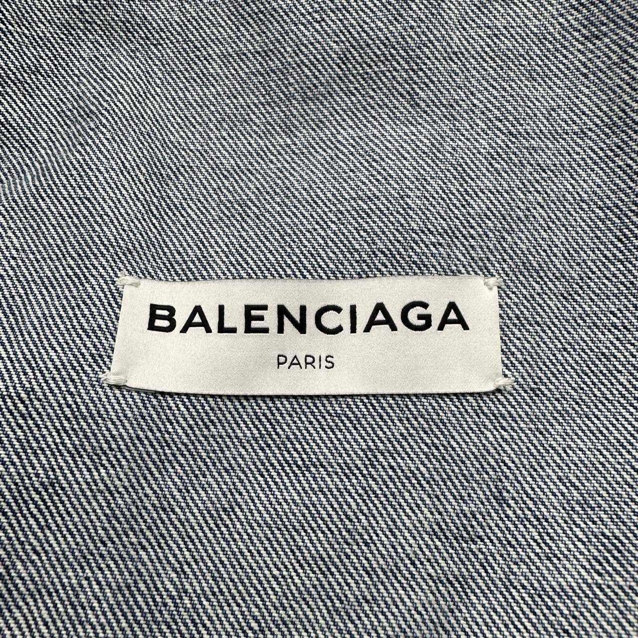 Balenciaga Collar Letter Embroidered Denim Jacket - 3