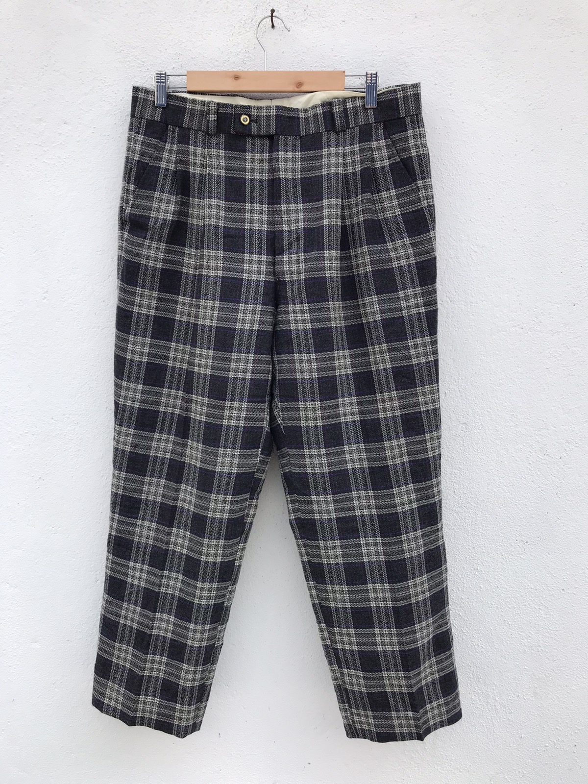 VINTAGE KENZO GOLF Checked Plaid Baggy Wool Trousers - 1