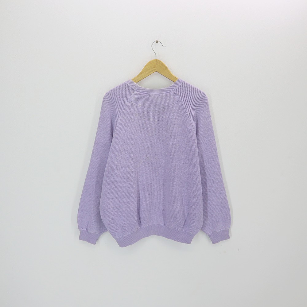 Vintage 90s CHAPS By RALPH LAUREN Mini Logo Embroidered Purple Pullover Jumper Knitwear Sweatshirt Crewneck Size M - 4